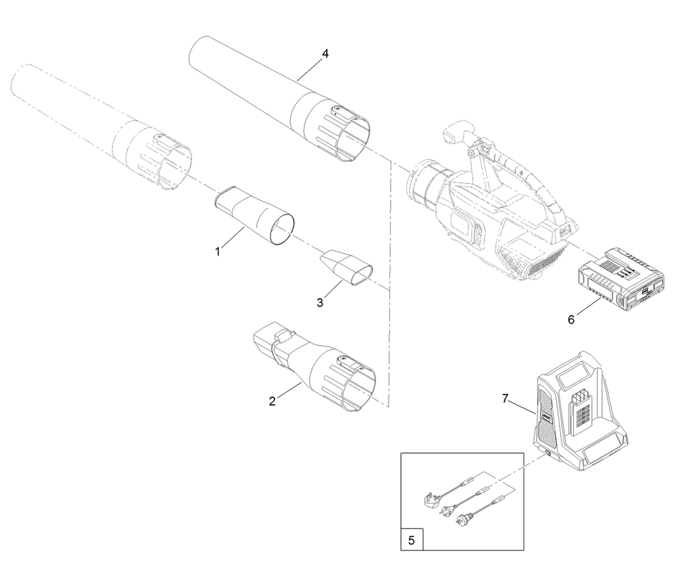 Cordless Axial Blower Assembly Diagram and Parts List for 51134 (320000001 - 320999999)(2020) Lawn Boy Leaf Blower / Vacuum